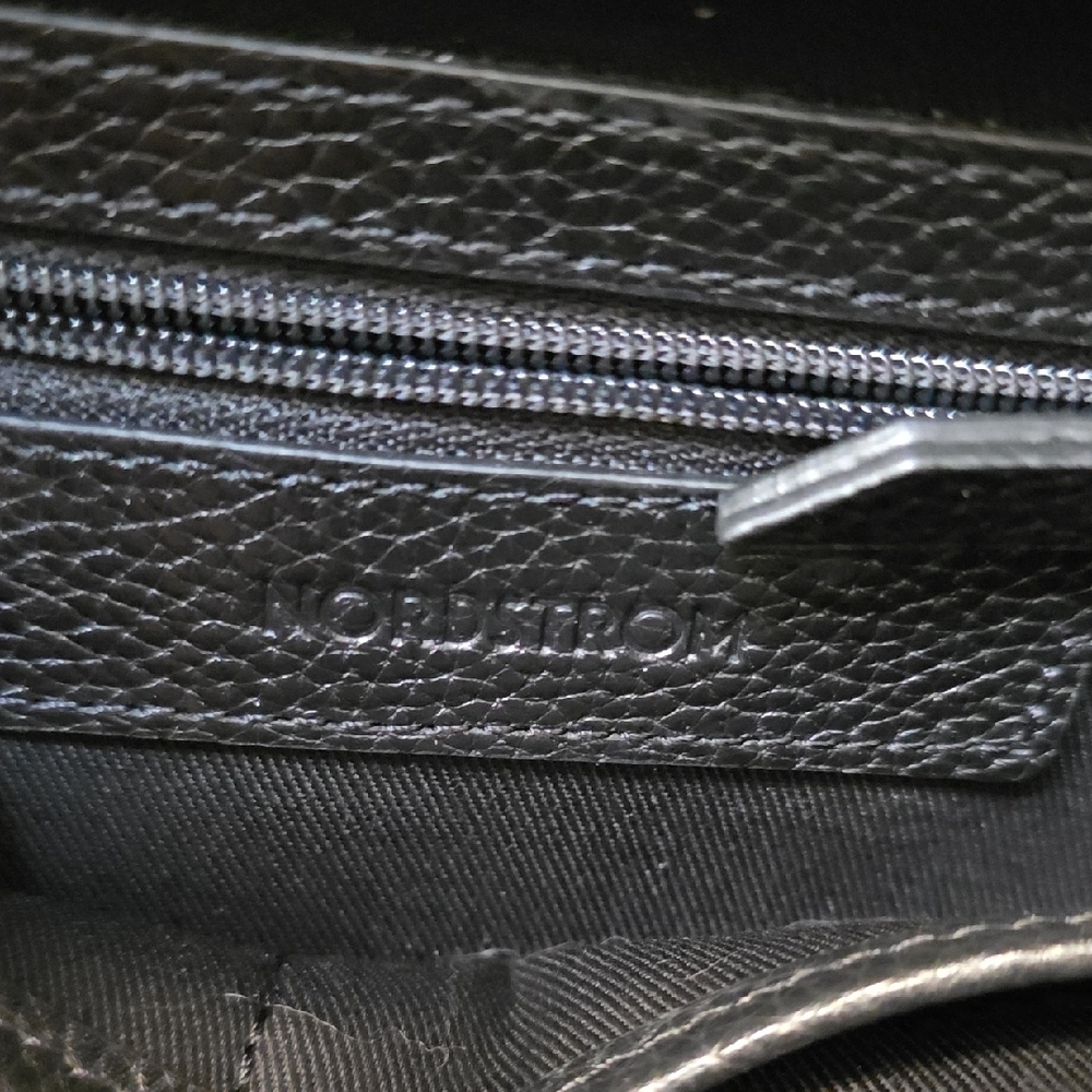 NWOT Nordstrom Black Pebbled Leather Backpack - Picture 7 of 7
